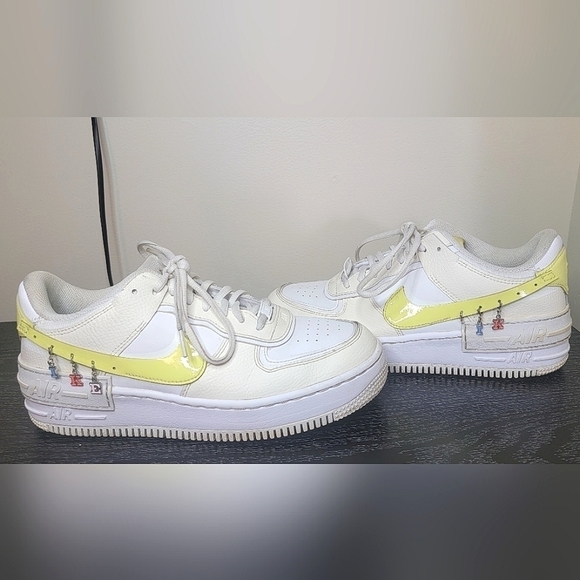 Women's Nike Air Force One Shadow, Pale Ivory Light Zitron, Size 10 - Picture 2 of 6